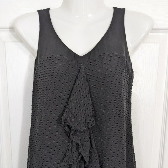 CHLOÉ RARE Black 100% Silk Chiffon Front Ruffle Layered Ruffled Hem Dress - 6 - Picture 2 of 14